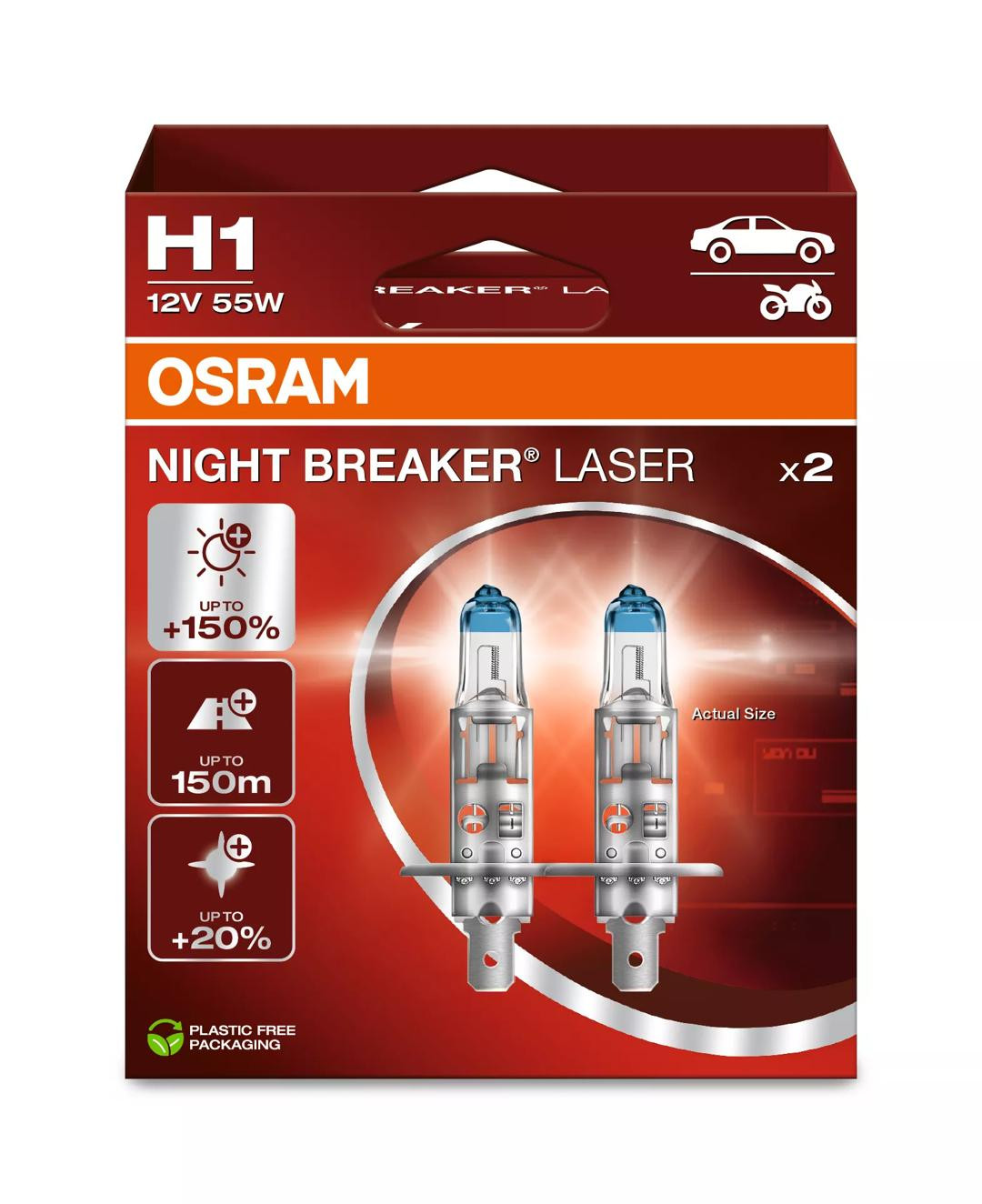 Bec Osram Night Breaker Laser Next Generation H1 12V 55W P14,5s Set 2 buc