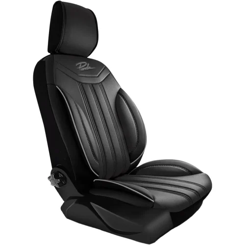 Set Huse Scaune Auto Panda Miami, cu fermoare pentru bancheta rabatabila, negru gri, 11 piese