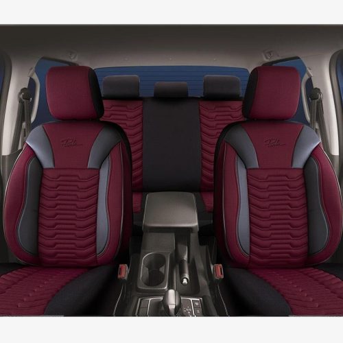 Set Huse Scaune Auto Panda Paris, negru – visiniu, 11 piese