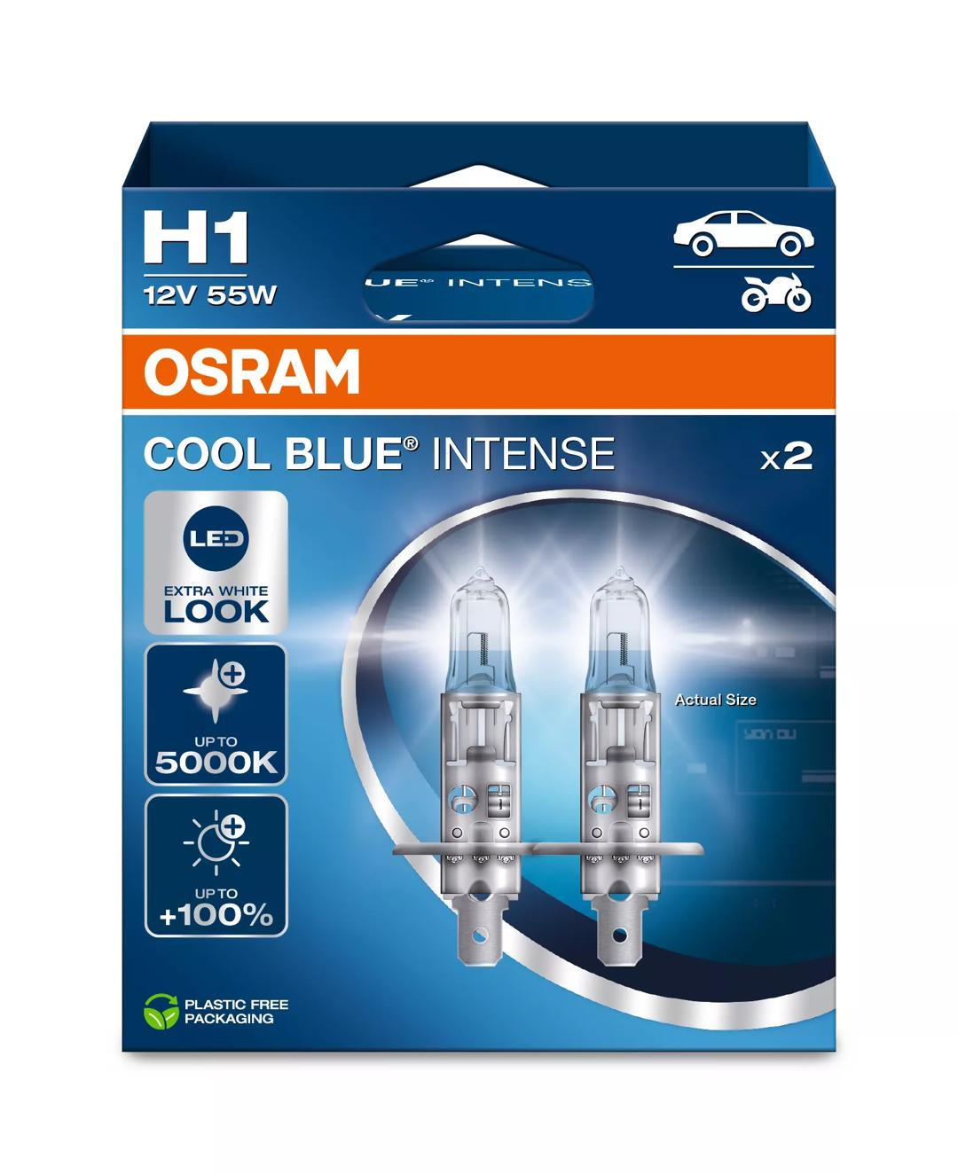 Bec Osram Cool Blue Intense H1 55W 12V P14.5s Set 2 buc