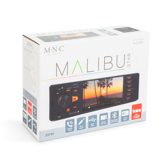 Unitate principală multimedia „Malibu Star” - 1 DIN - 4 x 50 W - BT - MP3 - AUX - SD - USB - imagine 6