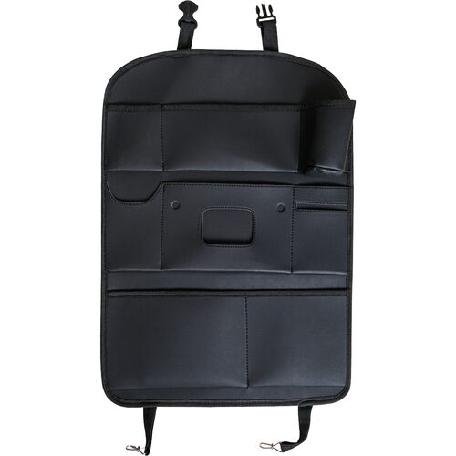 Organizator compartimentat pentru spatar scaun fata, piele ecologica neagra