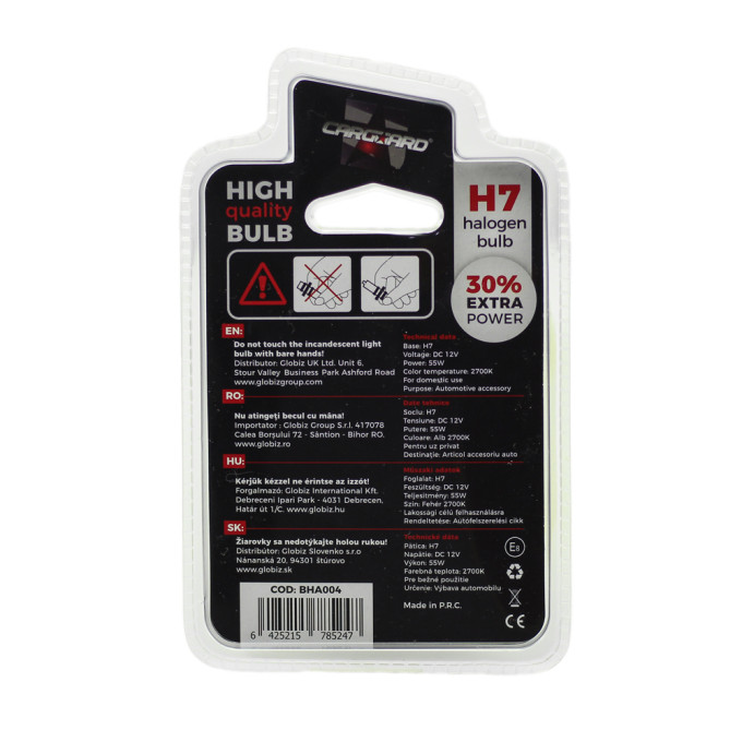 Bec halogen H7, 55W, +30% intensitate - CARGUARD - imagine 2