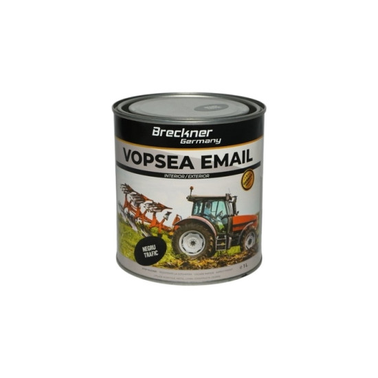 Vopsea email anticoroziva 3 in 1 negru trafic 1K pe baza de solvent direct pe rugina interior si exterior 1L